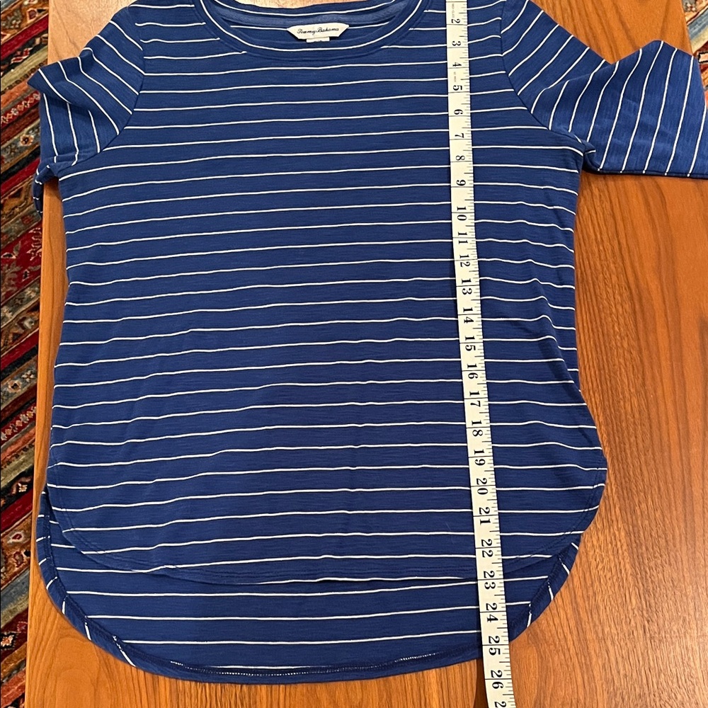 EUC Tommy Bahama Ashby Isles Blue with Metallic Stripe 3/4-Sleeve T-Shirt Sz S/P - Picture 6 of 10